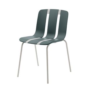 Cadeira Linea Rivatti em Polipropileno -PU- Azul Aura com Base Ferro Resistente